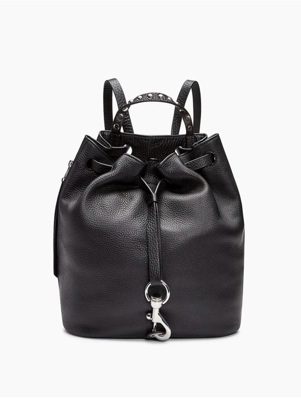 Rebecca Minkoff Black Pebbled Leather Drawstring Backpack